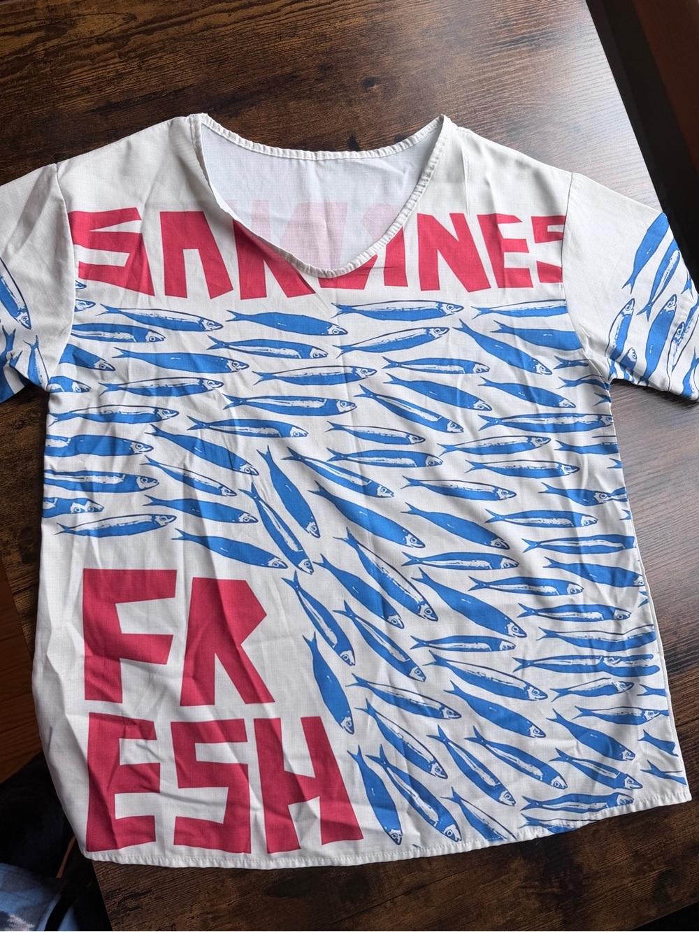 Vintage Fish Sardines Art Print Casual Cotton Shirt
Size medium
